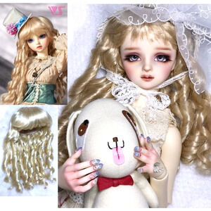 1/3 BJD Volks Super Dollfie SD Default LORINA Mohair Doll Wig Blonde Curly 9/10